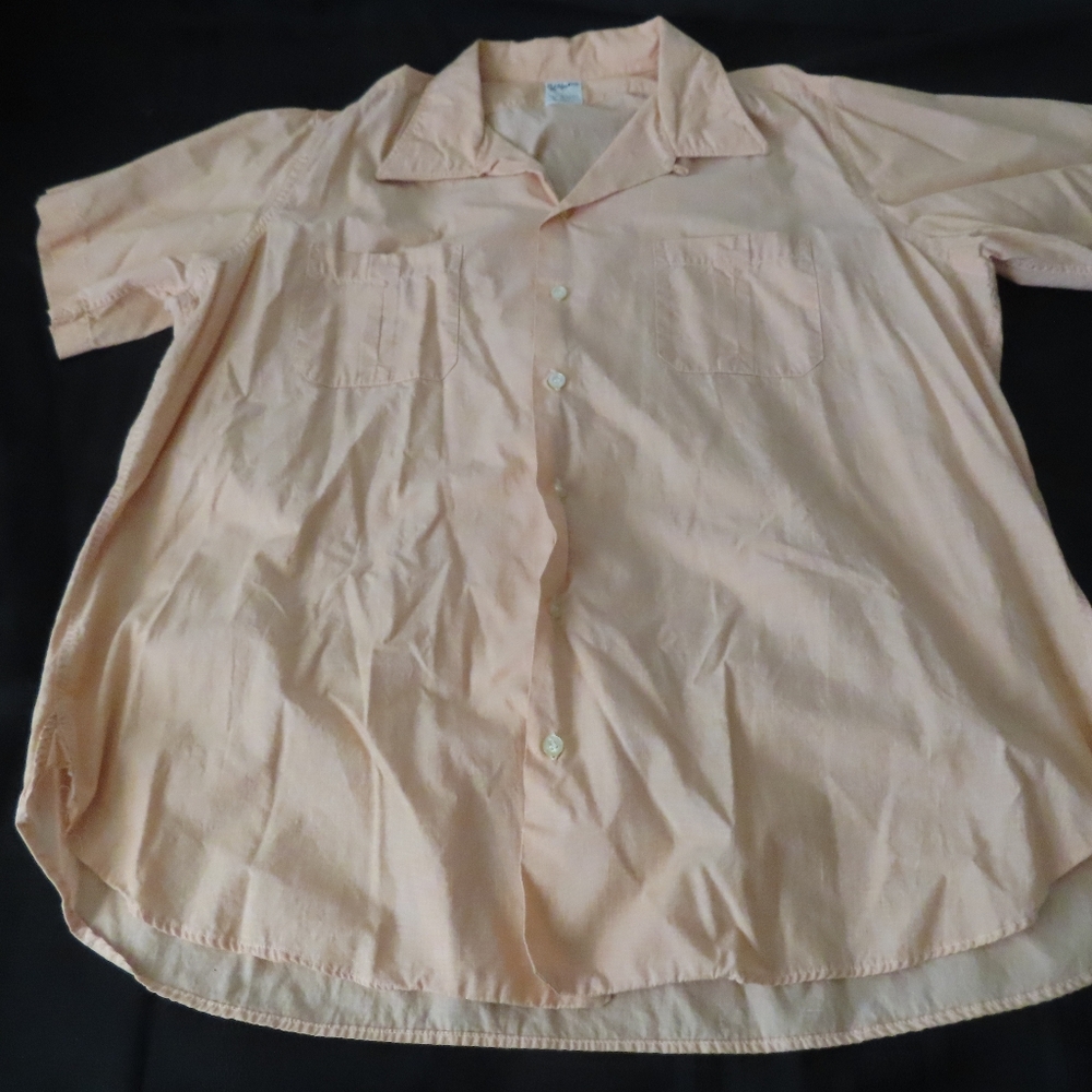 VINTAGE 1950s 60s RIPLEY shirt button up orange Loop collar